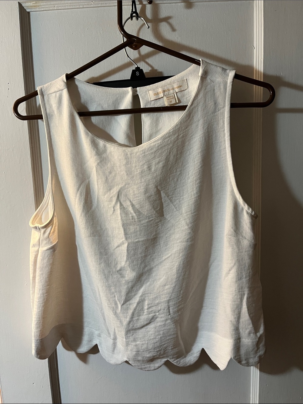 Lush Cream Scallop Hem Sleeveless Top